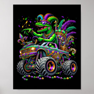 Kid Mardi Gras Grawr Dinosaur Trex Monster Truck T Poster
