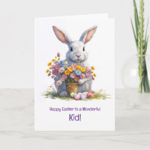 Kid or Child Happy Easter with Cute Bunny Card