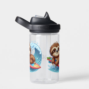 Kid Personalise Sloth Surfer  Water Bottle