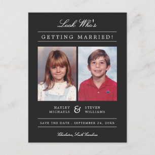 Kid Photo Save the Date Black Postcard