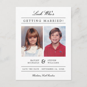 Kid Photo Save the Date   White Postcard
