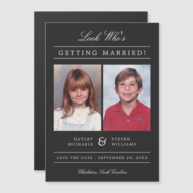 Kid Photos Old School Classic Styled | Black Magnetic Invitation (Front/Back)
