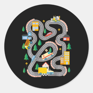 Kid Play Cars On Dad Ck Race Track Mat Father's Da Classic Round Sticker