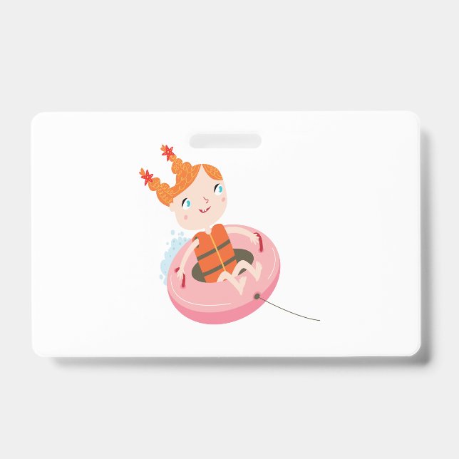 kid play in beach ID badge (Front)