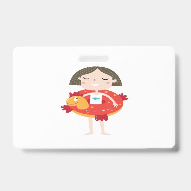 kid play in beach ID badge (Front)