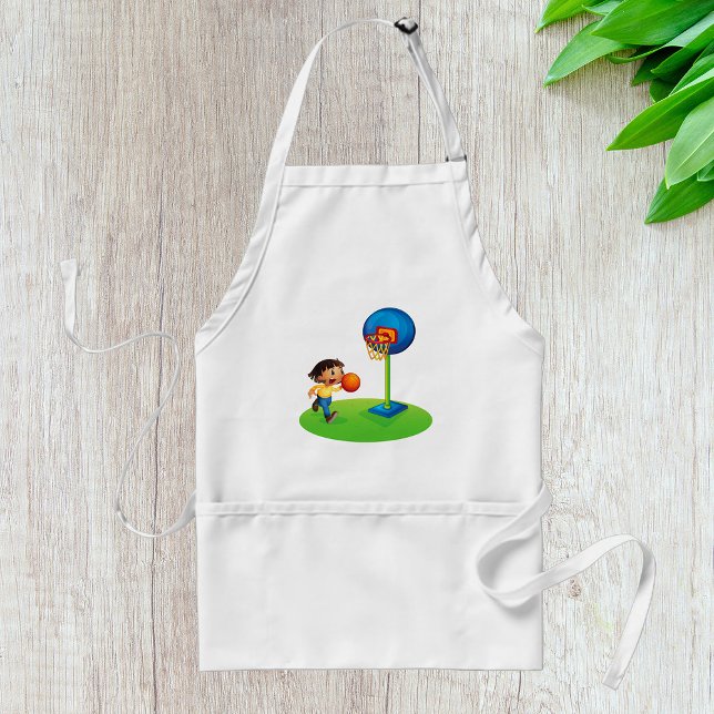 Kid Playing Basketball with Hoop Fun Sports Standard Apron (Creator Uploaded)
