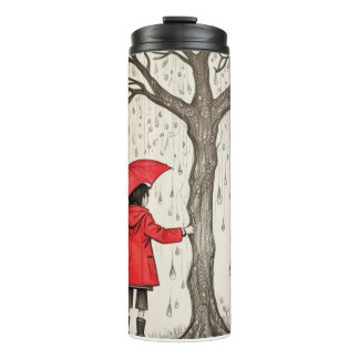 kid playing in water puddles. thermal tumbler