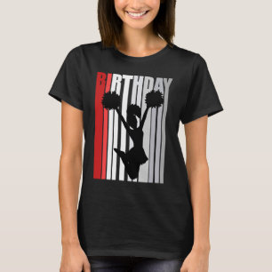 Kid Red Cheerleading Birthday Kicking Kick Silhoue T-Shirt