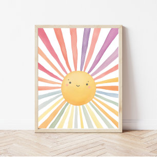 Kid Room Decor Rainbow Sun Print Poster