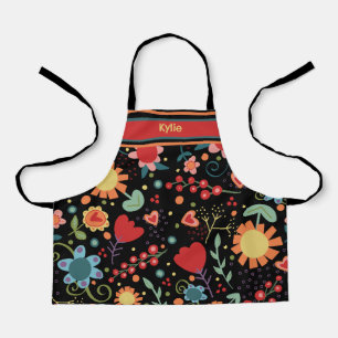 Kid’s Cute Floral Colourful Name Cooking  Apron