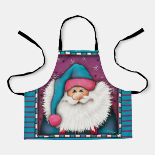 Kid’s Cute Santa Customised Name Blue Pink Apron