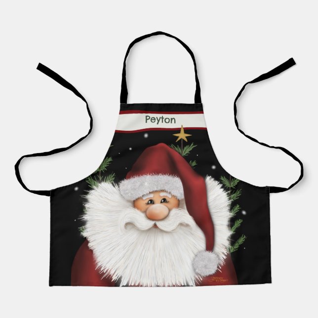 Kid’s Cute Silly Santa Star Christmas Personalised Apron (Front)
