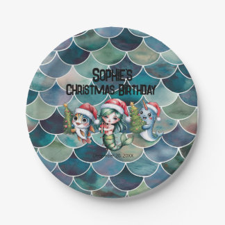 Kid`s Mermaid 5th Christmas Birthday Paper Plate