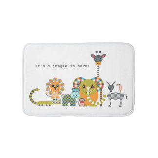 Kid’s Modern Jungle Safari Animals Bath Rug