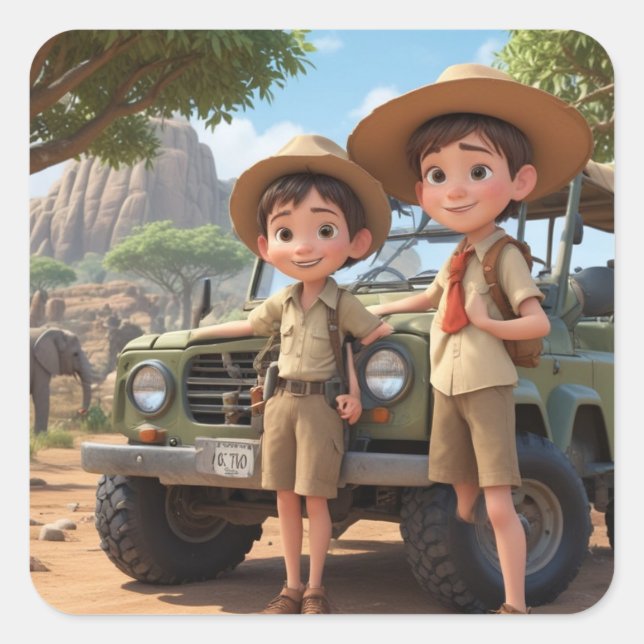 Kid’s Safari Square Sticker (Front)