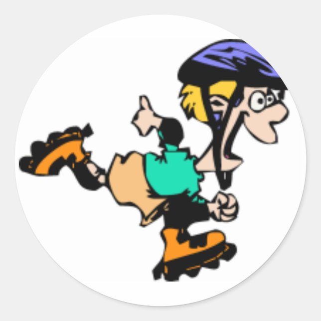 Kid Skating Classic Round Sticker (Front)