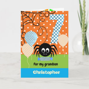 Kid Spooky Spider Birthday Halloween Card