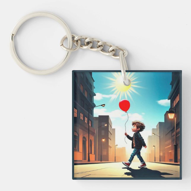 " KID STROLLING INTO SUNSHINE " KEY RING (Front)