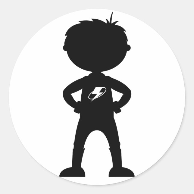 Kid Superhero Silhouette Sticker (Front)
