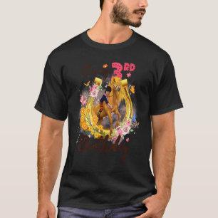Kid Three Year Old 3rd Birthday Girl Who Loves Hor T-Shirt