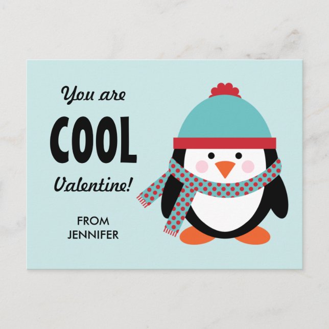 Kid Valentine's Day Card - Cool Penguin (Front)