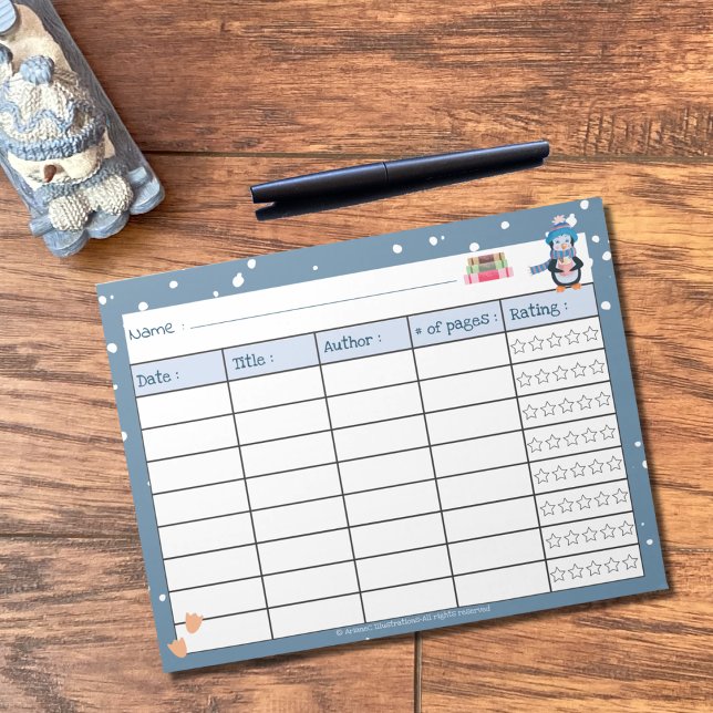 Kid Winter Reading Log with Ratings Notepad (Creator Uploaded)