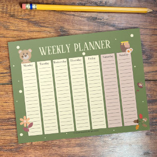 Kid Woodland Weekly Planner with Bear Notepad