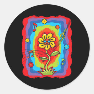 Kidcore Aesthetic Dancing Sunflower Lover Retro 80 Classic Round Sticker