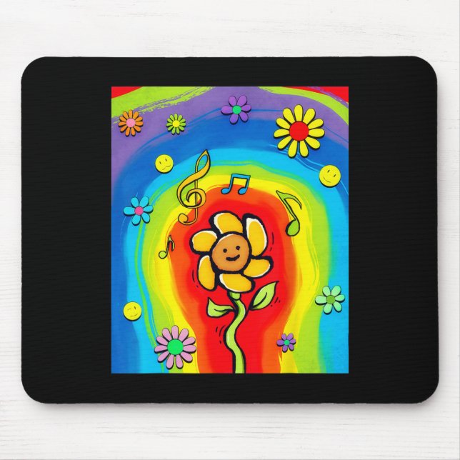 Kidcore Aesthetic Rainbow Dancing Flower 80s 90s R Mouse Pad (Front)
