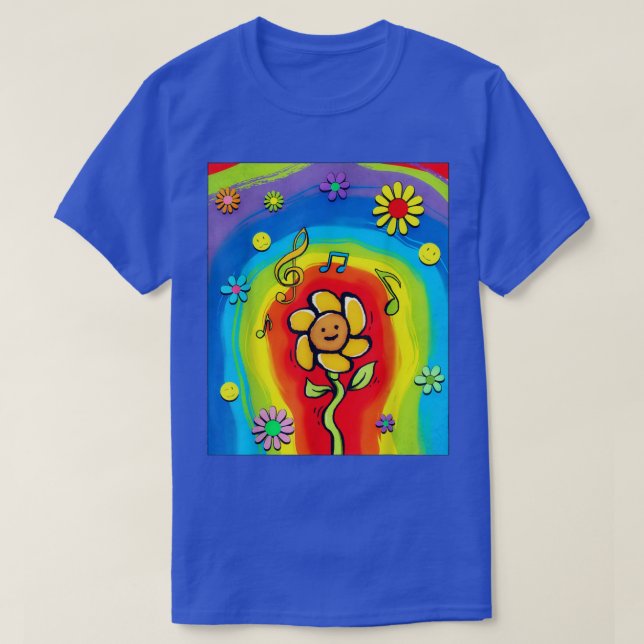 Kidcore Aesthetic Rainbow Dancing Flower 80s 90s R T-Shirt (Design Front)
