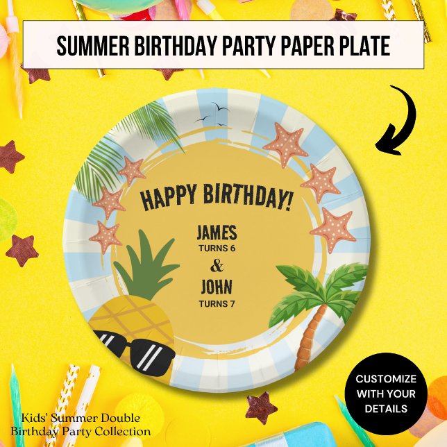Kiddie Summer Theme Birthday Party Paper Plate (Creator Uploaded)
