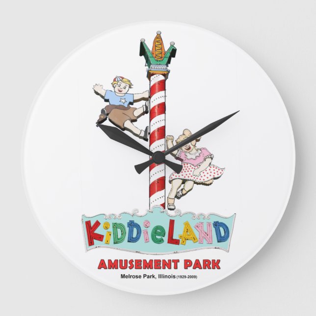 Kiddieland Melrose Park, IL, Pole Sign Large Clock (Front)