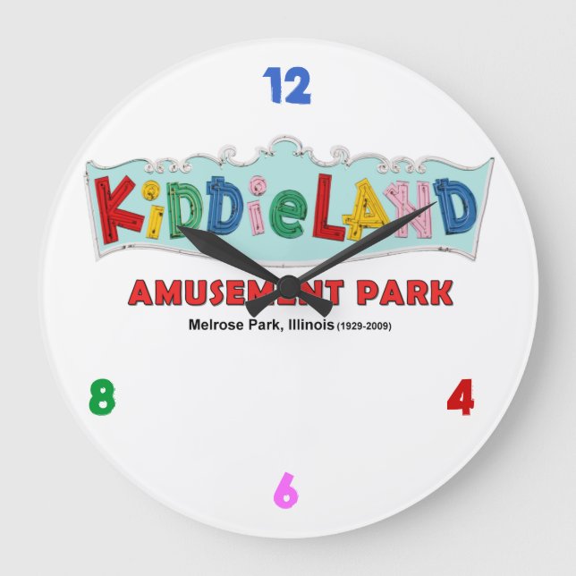 Kiddieland Melrose Park, IL, Text Sign Large Clock (Front)
