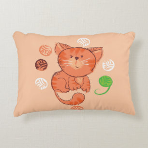 Kiddy red toy cat seamless pattern decorative cushion