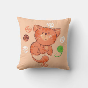 Kiddy Toy Cat: Vintage Illustration. Cushion