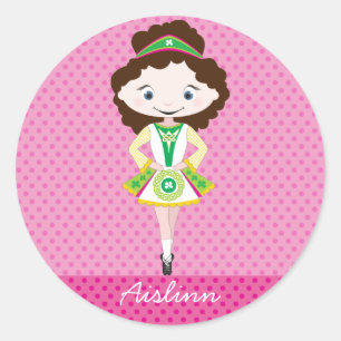 KIDLETS irish dancer dancing brown hair Classic Round Sticker