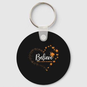 Kidney Cancer Awareness Butterfly Believe Key Ring