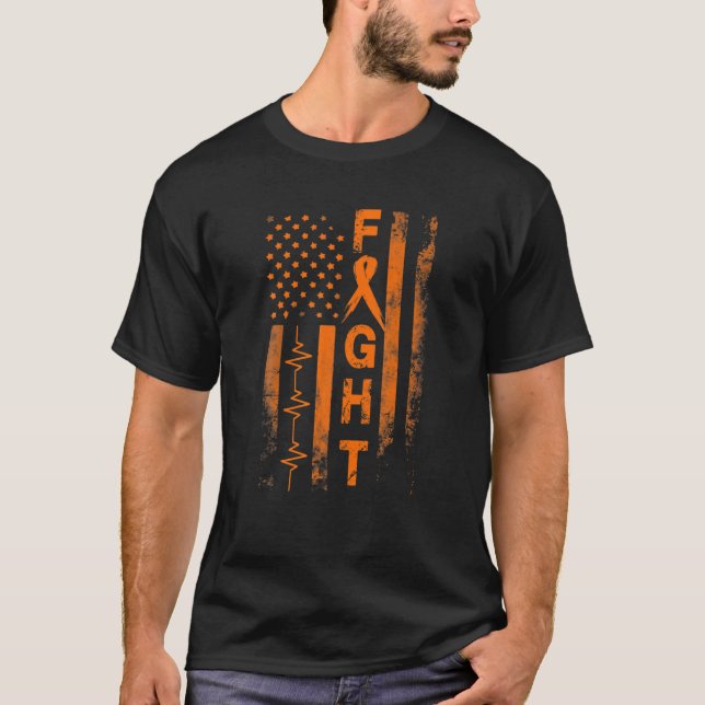 Kidney Cancer Awareness Fight American Flag Gifts T-Shirt (Front)