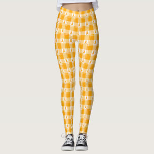 Kidney Cancer Awareness Plaid Orange Ribbon Leggings