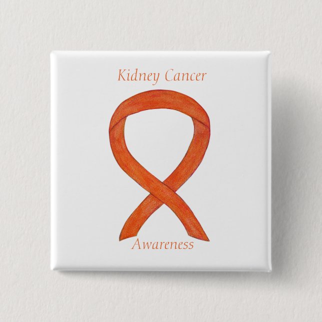 Kidney Cancer Awareness Ribbon Custom Pin (Front)