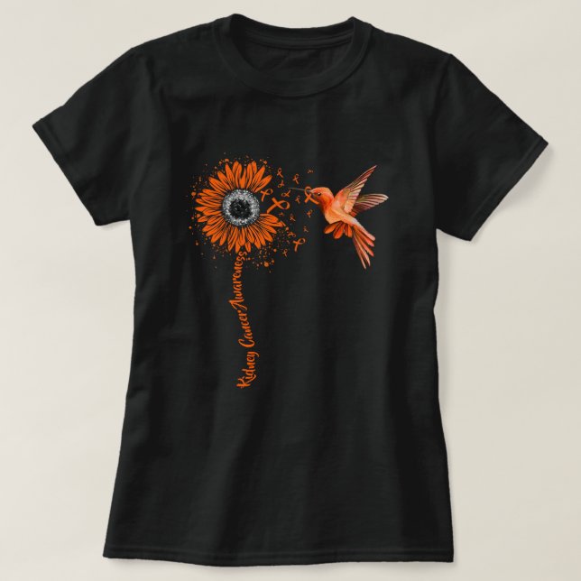Kidney Cancer Awareness Sunflower T-Shirt (Design Front)
