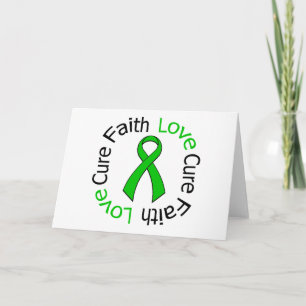 Kidney Cancer Faith Love Cure (Green Ribbon) Card