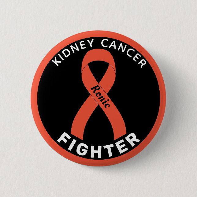 Kidney Cancer Fighter Ribbon Black Button (Front)