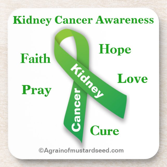 Kidney Cancer Green Ribbon Coaster (Front)