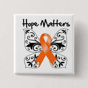 Kidney Cancer Hope Matters (Orange Ribbon) 15 Cm Square Badge