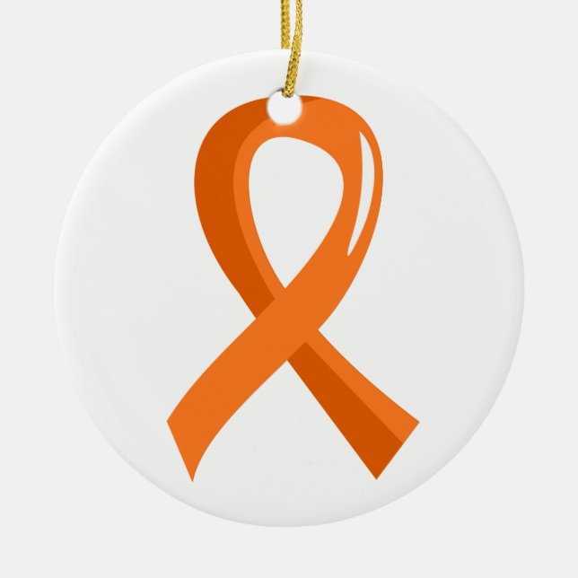 Kidney Cancer Orange Ribbon 3 Ceramic Tree Decoration (Front)