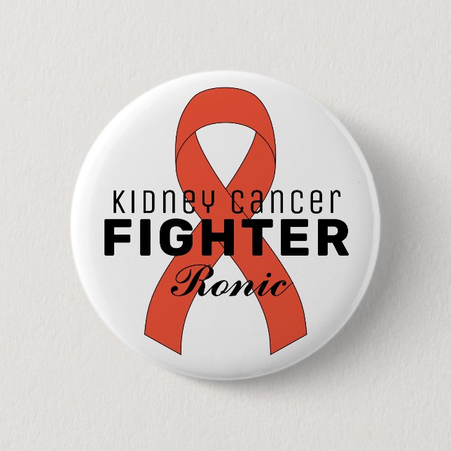Kidney Cancer Ribbon White Button (Front)