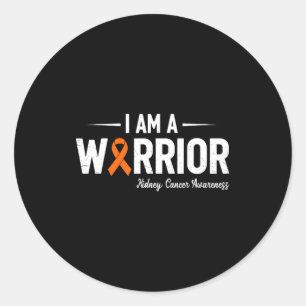 Kidney cancer warrior orange ribbon awareness classic round sticker