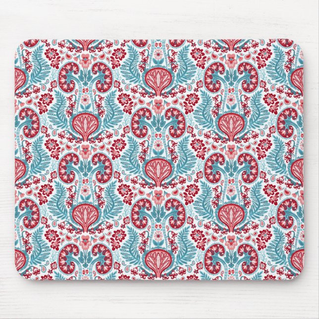 Kidney Damask in Red/Teal Mouse Pad (Front)