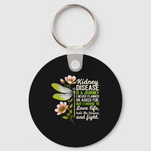 Kidney disease awareness dragonfly ribbon kidney key ring